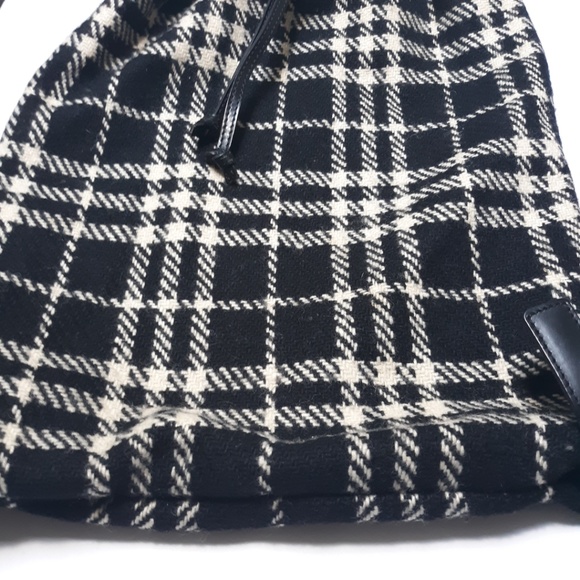 BURBERRY Black Ivory Nova Check Wool Backpack - Picture 4 of 8